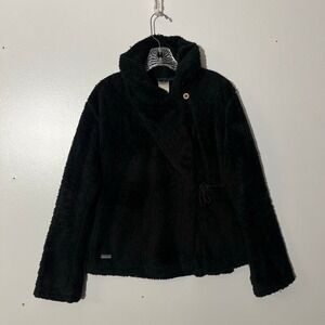 Patagonia Womens Los Gatos Wrap Fleece Jacket Black Size Large High Pile Teddy
